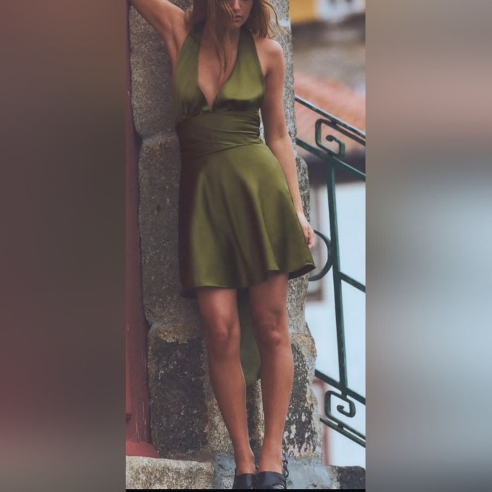 Zara Satin Halter Dress